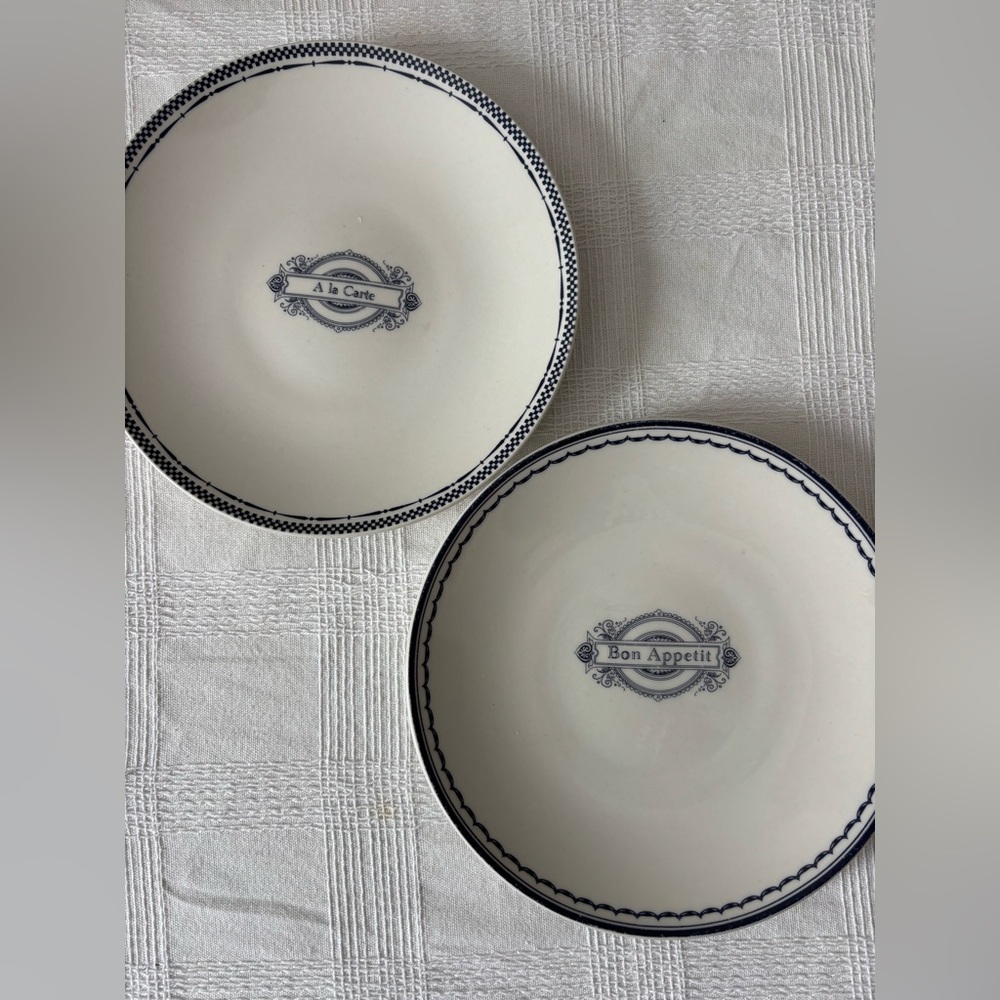 Culinary Arts Elegant White and Blue Dining Plates